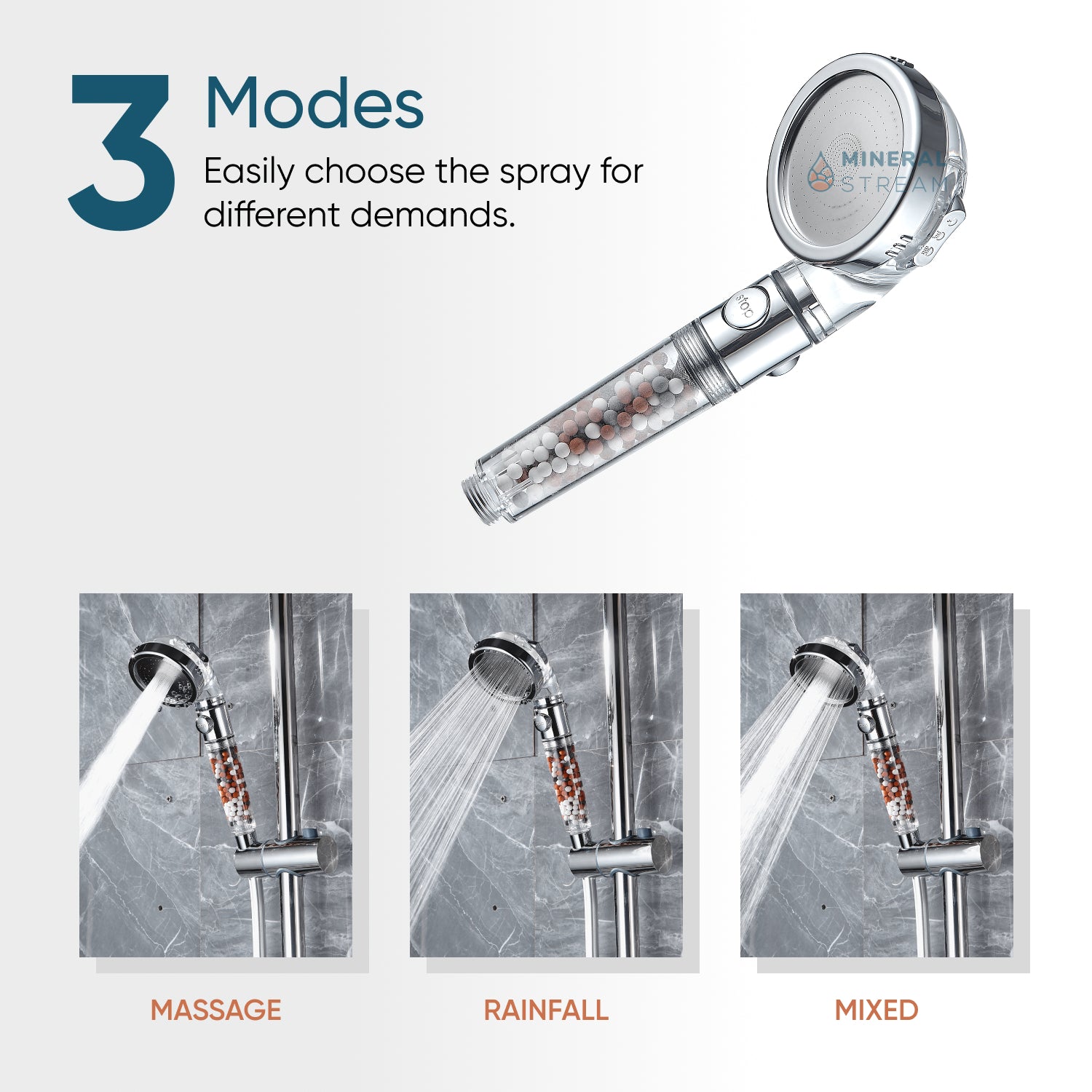Pomme de douche ionique mineralstream ™ 2.0