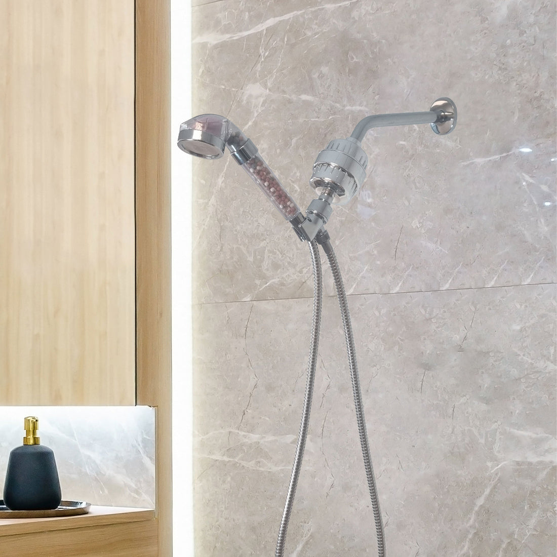 LED Ionic Showerhead Complete Shower Kit